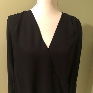 Banana Republic Wrap Front V Neck Black Blouse Medium